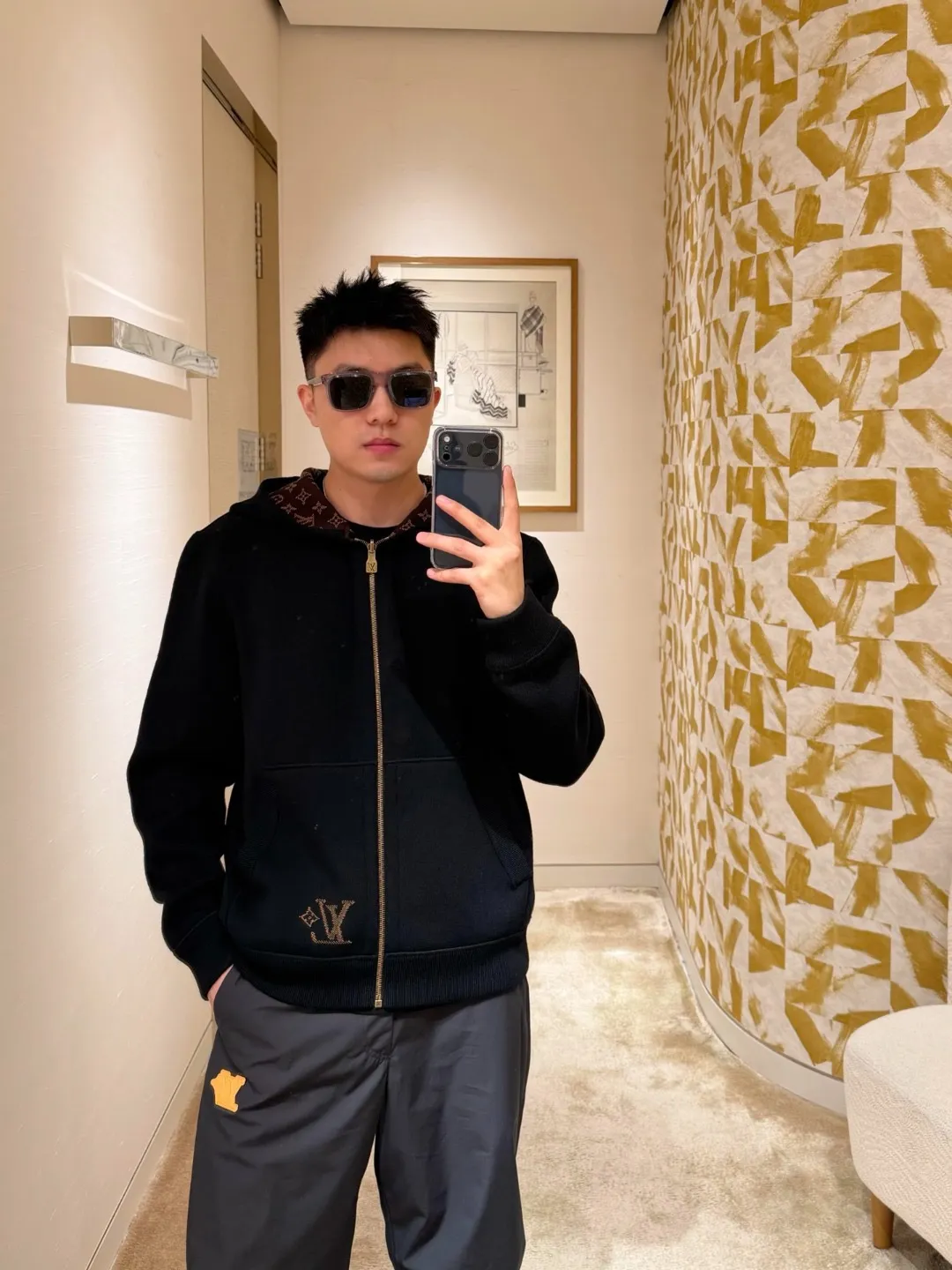 Louis Vuitton/Louis Vuitton 25Fw double-sided presbyopic hooded knitted jacket